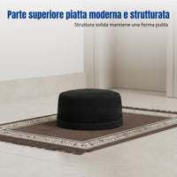 Geometric Embroidered Hui Cap, Men's Black Flat Top Prayer Hat