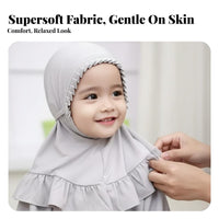 Girls' Hijab Easy to Wear Ruffle Trim Headscarf Lightweight Young Child Little Girl's Hijab for Young Children