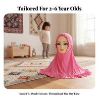 Girls' Hijab Easy to Wear Ruffle Trim Headscarf Lightweight Young Child Little Girl's Hijab for Young Children