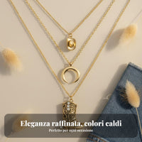Boho necklace with boots, ox head, crescent charms.