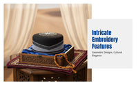 Embroidered Saudi Prayer Cap for Men, Rigid Flat Top, Striped, Ethnic Dance, Winter
