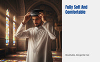 Embroidered Saudi Prayer Cap for Men, Rigid Flat Top, Striped, Ethnic Dance, Winter
