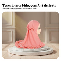 Girls Hijab in Crystal sheer fabric, frill trim, Lace trim, Kids Turban