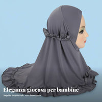 Girls Hijab in Crystal sheer fabric, frill trim, Lace trim, Kids Turban