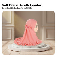Girls Hijab in Crystal sheer fabric, frill trim, Lace trim, Kids Turban