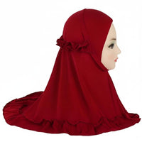 Girls Hijab in Crystal sheer fabric, frill trim, Lace trim, Kids Turban