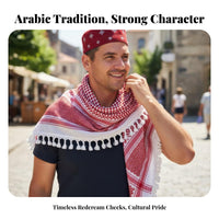 Ethnic Men's Headscarf, Embroidered Cotton Blend, Arab Design, Prayer Cap