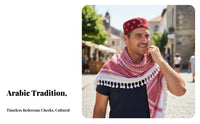 Ethnic Men's Headscarf, Embroidered Cotton Blend, Arab Design, Prayer Cap