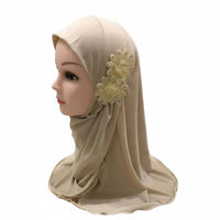 Girls Headscarf, Arab Prayer Cap, Two Flower Embroidery