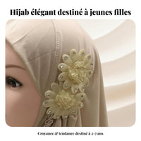 Girls Headscarf, Arab Prayer Cap, Two Flower Embroidery