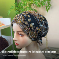 Lace Headscarf Cap, Tassel Fishtail Turban, Ethnic Style for Women