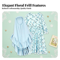 Girls Autumn Winter Floral Dress, Long Sleeve Headscarf Set