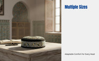 Men's Muslim Prayer Hat, Cotton Embroidered Cap, Hui Ethnic Flat Top, Round Border, Traditional Cultural Headwear