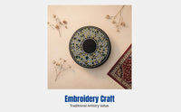 Men's Muslim Prayer Hat, Cotton Embroidered Cap, Hui Ethnic Flat Top, Round Border, Traditional Cultural Headwear