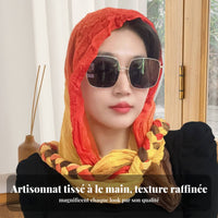 Gradient Dyed Turban Hat, Handwoven Ethnic Headscarf, Women, Multi-Design
