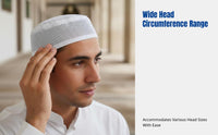 Men's Flat Top Mesh Prayer Cap, Ethnic Design, Thin, Breathable, Summer, Large Size