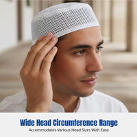 Men's Flat Top Mesh Prayer Cap, Ethnic Design, Thin, Breathable, Summer, Large Size