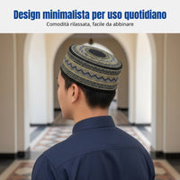 Men's Embroidered Ethnic Hat, Flat Top, Saudi Style, Round Brim, New Design