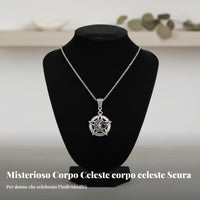 Dark Pentagram Moon Lavender Crystal Locket Necklace, Alloy Chain, Unique Women's Jewelry