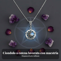Dark Pentagram Moon Lavender Crystal Locket Necklace, Alloy Chain, Unique Women's Jewelry