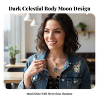 Dark Pentagram Moon Lavender Crystal Locket Necklace, Alloy Chain, Unique Women's Jewelry