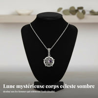 Dark Pentagram Moon Lavender Crystal Locket Necklace, Alloy Chain, Unique Women's Jewelry