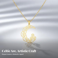 Stylish Arc Locket Necklace, Stainless Steel, Celtic Knot, Unisex, Minimalist