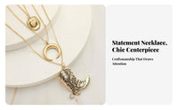 Cowgirl Western Layered Necklace, Bohemian Ox Head, Half-Moon Pendant
