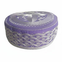 Flat Top Muslim Cap, Embroidered Prayer Hat for Men, Ethnic Design, Comfortable Wear