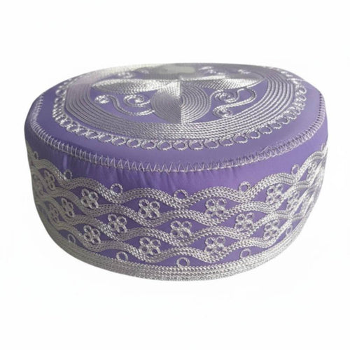 Flat Top Muslim Cap, Embroidered Prayer Hat for Men, Ethnic Design, Comfortable Wear