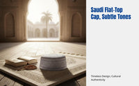 Flat Top Muslim Prayer Cap for Men, Summer Mesh, Geometric Embroidery, Breathable, Foldable