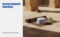 Flat Top Muslim Prayer Cap for Men, Summer Mesh, Geometric Embroidery, Breathable, Foldable