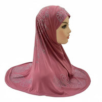 Malaysia Prayer Hijab, Crystal Linen Scarf, Elegant Turban, Crystal Bead Decor