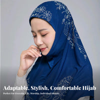 Malaysia Prayer Hijab, Crystal Linen Scarf, Elegant Turban, Crystal Bead Decor