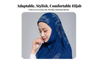 Malaysia Prayer Hijab, Crystal Linen Scarf, Elegant Turban, Crystal Bead Decor