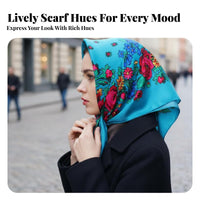 Floral Ethnic Headscarf, Russian Print, Women's Warm Dustproof Scarf