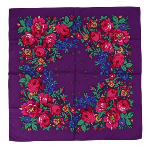 Floral Ethnic Headscarf, Russian Print, Women's Warm Dustproof Scarf