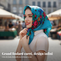 Floral Ethnic Headscarf, Russian Print, Women's Warm Dustproof Scarf