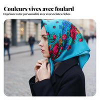Floral Ethnic Headscarf, Russian Print, Women's Warm Dustproof Scarf