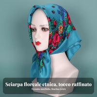Floral Ethnic Headscarf, Russian Print, Women's Warm Dustproof Scarf
