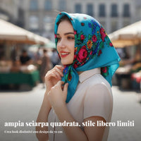 Floral Ethnic Headscarf, Russian Print, Women's Warm Dustproof Scarf