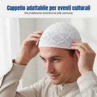 Handmade Crochet Mesh Cap, Breathable Muslim Prayer Hat for Men, Autumn