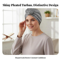Shiny Crinkle Turban Hat, Floral Top, Ethnic Design, Adult