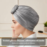 Shiny Crinkle Turban Hat, Floral Top, Ethnic Design, Adult