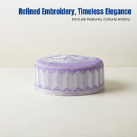 Muslim Men's Prayer Cap, Embroidered Round Dome, Fine Features, Ethnic Design