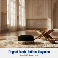Stylish Embroidered Muslim Cap, Hard Flat Top, Breathable Prayer Hat