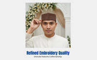 Ethnic Malaysian Boat Hat, Embroidered Muslim Prayer Cap for Men, Event, Wedding, Foldable, Multicolor