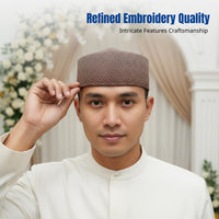 Ethnic Malaysian Boat Hat, Embroidered Muslim Prayer Cap for Men, Event, Wedding, Foldable, Multicolor
