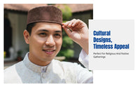 Ethnic Malaysian Boat Hat, Embroidered Muslim Prayer Cap for Men, Event, Wedding, Foldable, Multicolor