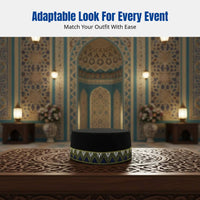 Ethnic Malaysian Boat Hat, Embroidered Muslim Prayer Cap for Men, Event, Wedding, Foldable, Multicolor